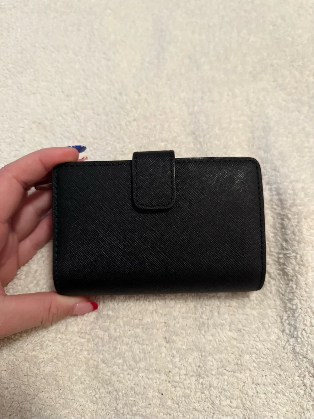 Michael Kors Black Saffiano Leather Card Wallet with Gold Logo